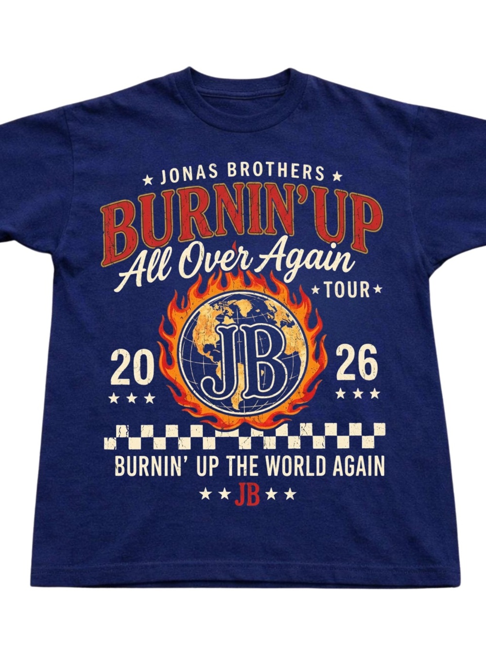 Gildan Navy Jonas Brothers "Burnin' Up All Over Again" Tour Tee